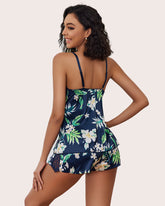 Satin Silk Lace FLingerie Pajama Shorts Set